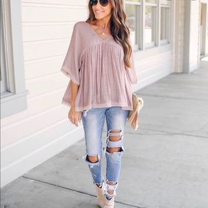 VICI Joy in her eyes babydoll mauve top